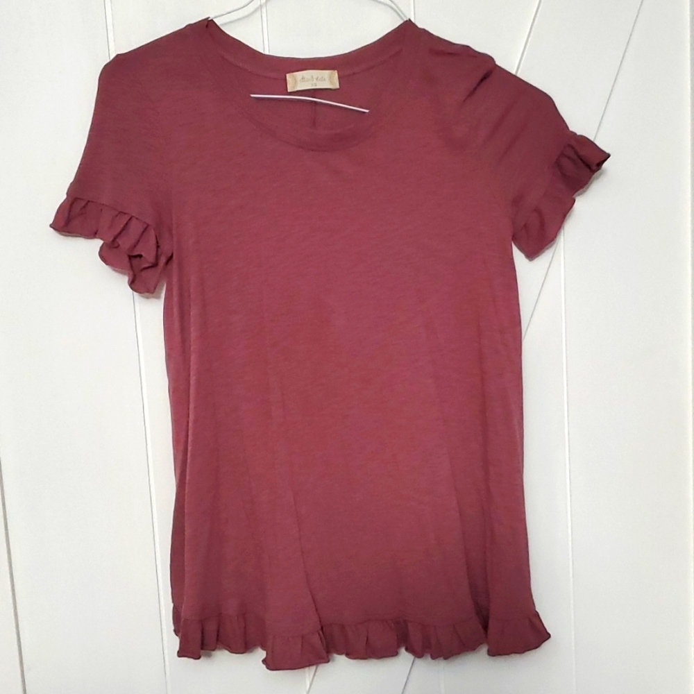 Altar'd State Pink Ruffle Sleeve Top